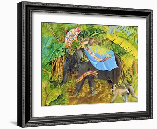 Elephant with Monkeys and Parasol, 2005-E.B. Watts-Framed Premium Giclee Print