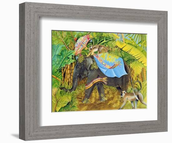 Elephant with Monkeys and Parasol, 2005-E.B. Watts-Framed Giclee Print