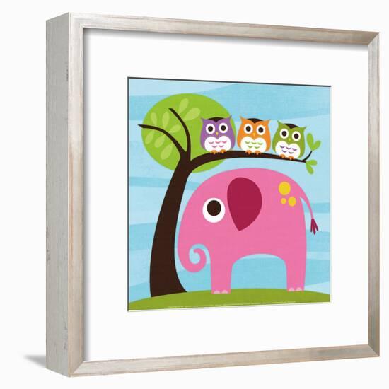 Elephant with Three Owls-Nancy Lee-Framed Art Print