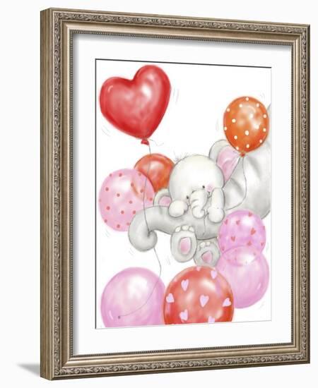 Elephants and Balloons-MAKIKO-Framed Giclee Print