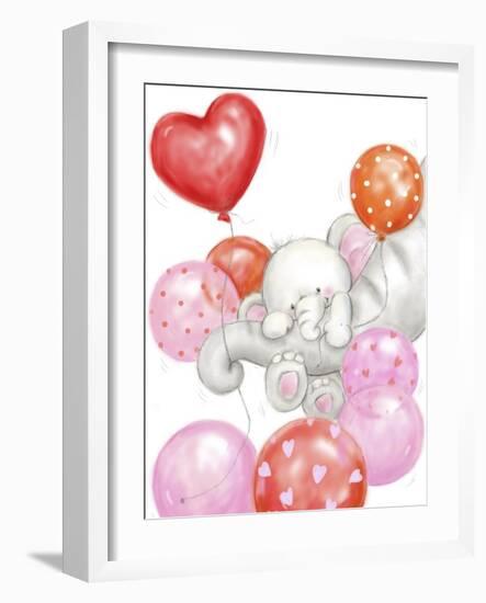 Elephants and Balloons-MAKIKO-Framed Giclee Print