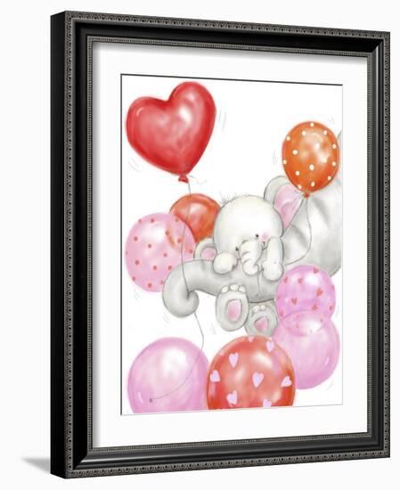 Elephants and Balloons-MAKIKO-Framed Giclee Print