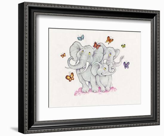 Elephants and Butterflies-Bill Bell-Framed Giclee Print