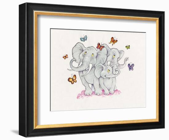Elephants and Butterflies-Bill Bell-Framed Giclee Print