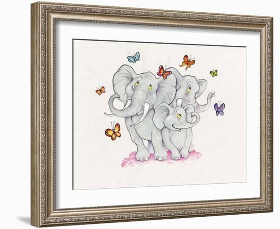 Elephants and Butterflies-Bill Bell-Framed Giclee Print