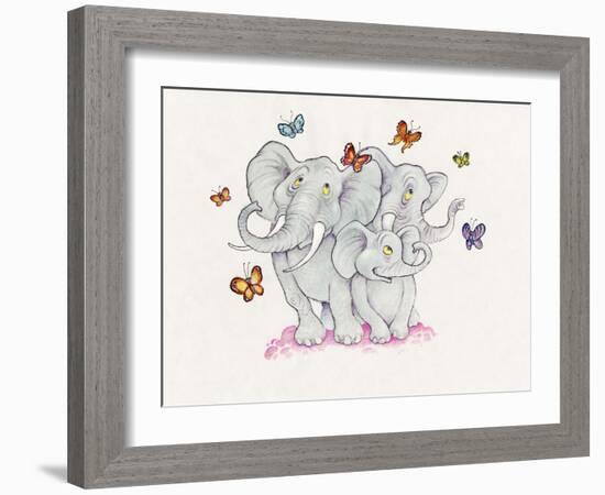 Elephants and Butterflies-Bill Bell-Framed Giclee Print