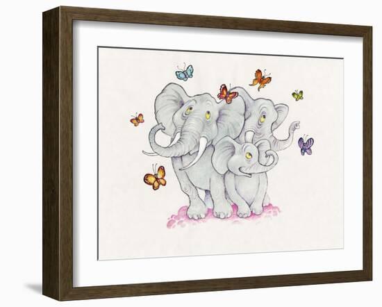 Elephants and Butterflies-Bill Bell-Framed Giclee Print