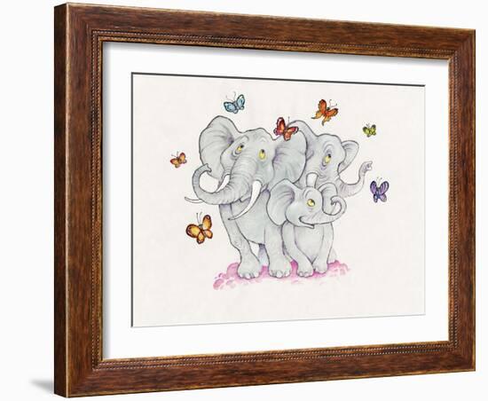 Elephants and Butterflies-Bill Bell-Framed Giclee Print