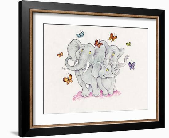 Elephants and Butterflies-Bill Bell-Framed Giclee Print