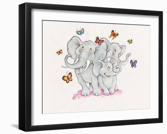 Elephants and Butterflies-Bill Bell-Framed Giclee Print