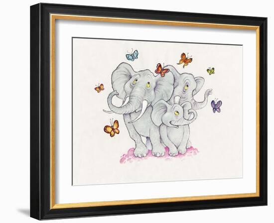 Elephants and Butterflies-Bill Bell-Framed Giclee Print