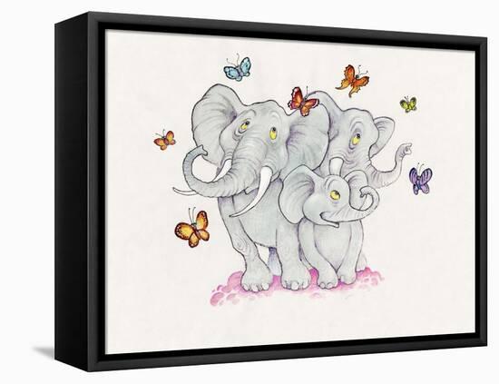 Elephants and Butterflies-Bill Bell-Framed Premier Image Canvas