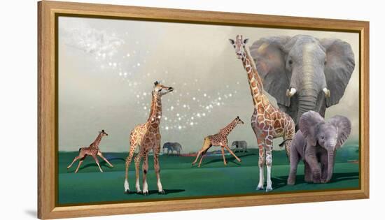 Elephants And Giraffes-Nancy Tillman-Framed Stretched Canvas