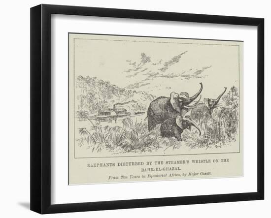 Elephants Disturbed by the Steamer's Whistle on the Bahr-El-Ghazal-null-Framed Giclee Print