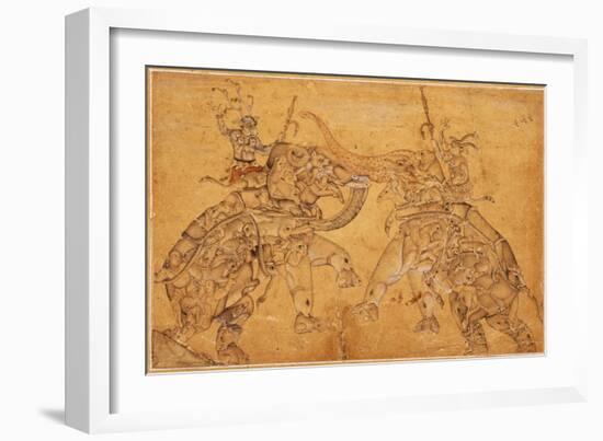 Elephants in Combat, 1600-null-Framed Giclee Print