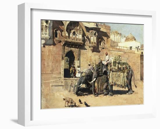 Elephants Outside a Palace, Jodhpore, India-Edwin Lord Weeks-Framed Giclee Print