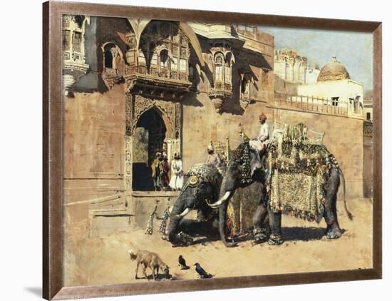 Elephants Outside a Palace, Jodhpore, India-Edwin Lord Weeks-Framed Giclee Print