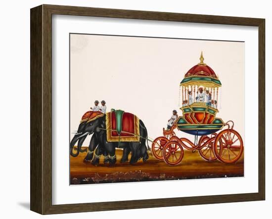 Elephants Pulling a Carriage Belonging to a Wealthy Man, from Thanjavur, India-null-Framed Giclee Print