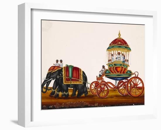 Elephants Pulling a Carriage Belonging to a Wealthy Man, from Thanjavur, India-null-Framed Giclee Print