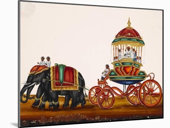 Elephants Pulling a Carriage Belonging to a Wealthy Man, from Thanjavur, India-null-Mounted Giclee Print