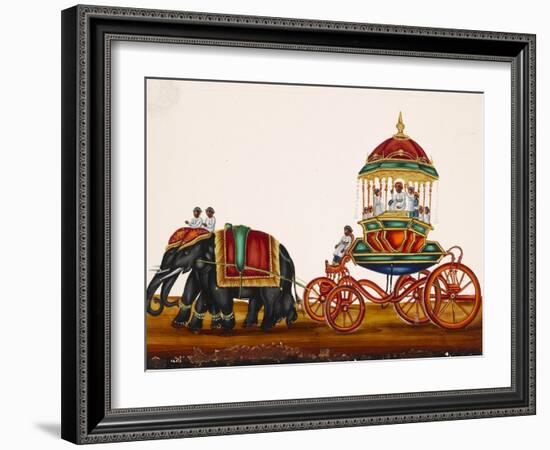 Elephants Pulling a Carriage Belonging to a Wealthy Man, from Thanjavur, India-null-Framed Giclee Print