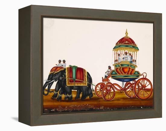 Elephants Pulling a Carriage Belonging to a Wealthy Man, from Thanjavur, India-null-Framed Premier Image Canvas