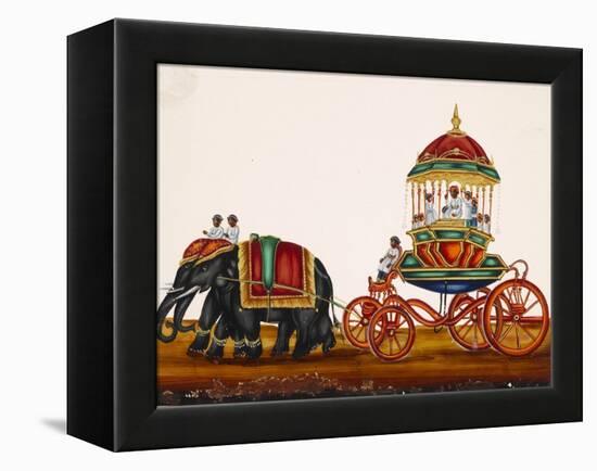 Elephants Pulling a Carriage Belonging to a Wealthy Man, from Thanjavur, India-null-Framed Premier Image Canvas