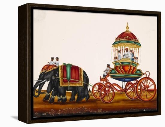 Elephants Pulling a Carriage Belonging to a Wealthy Man, from Thanjavur, India-null-Framed Premier Image Canvas