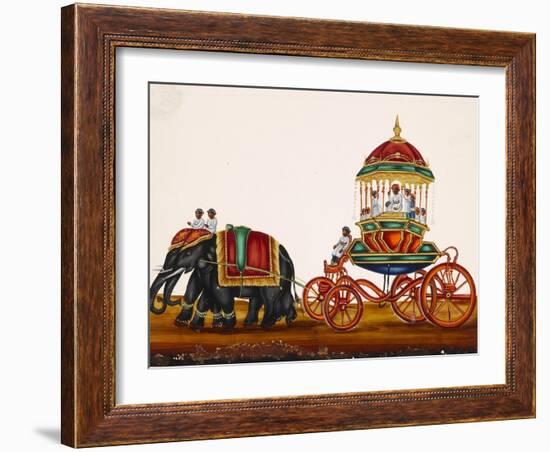 Elephants Pulling a Carriage Belonging to a Wealthy Man, from Thanjavur, India-null-Framed Premium Giclee Print