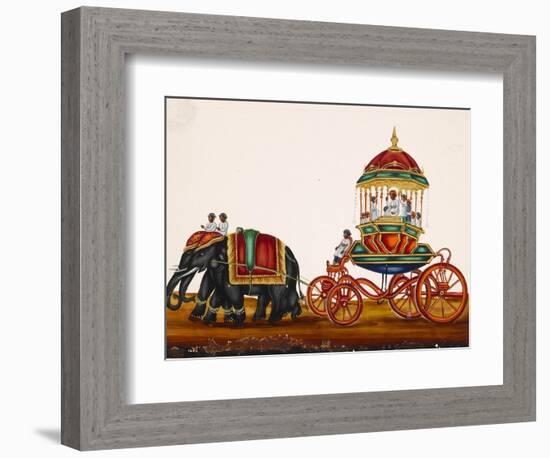 Elephants Pulling a Carriage Belonging to a Wealthy Man, from Thanjavur, India-null-Framed Premium Giclee Print