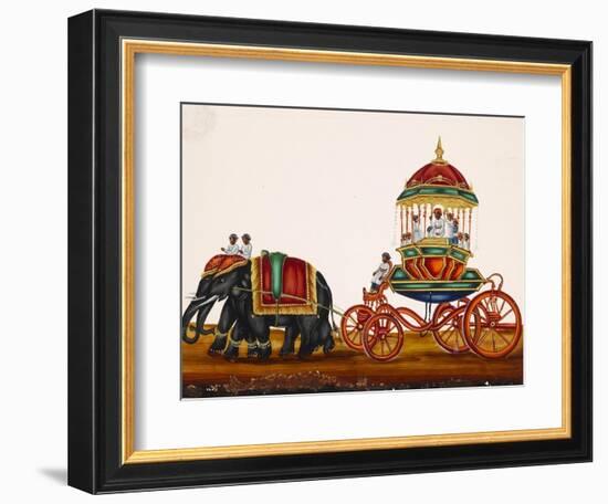 Elephants Pulling a Carriage Belonging to a Wealthy Man, from Thanjavur, India-null-Framed Premium Giclee Print