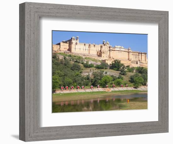 Elephants Taking Tourists to the Amber Fort Near Jaipur, Rajasthan, India, Asia-Gavin Hellier-Framed Photographic Print