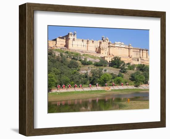 Elephants Taking Tourists to the Amber Fort Near Jaipur, Rajasthan, India, Asia-Gavin Hellier-Framed Photographic Print