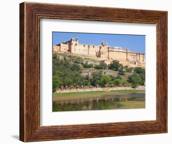 Elephants Taking Tourists to the Amber Fort Near Jaipur, Rajasthan, India, Asia-Gavin Hellier-Framed Photographic Print