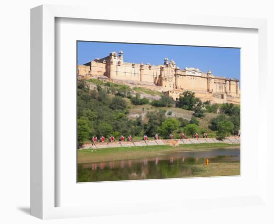 Elephants Taking Tourists to the Amber Fort Near Jaipur, Rajasthan, India, Asia-Gavin Hellier-Framed Photographic Print