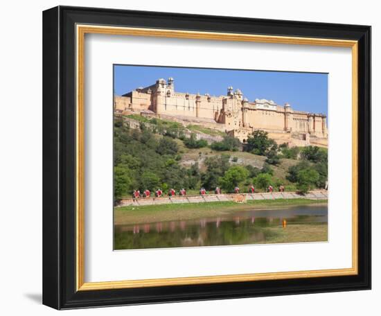 Elephants Taking Tourists to the Amber Fort Near Jaipur, Rajasthan, India, Asia-Gavin Hellier-Framed Photographic Print