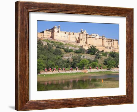 Elephants Taking Tourists to the Amber Fort Near Jaipur, Rajasthan, India, Asia-Gavin Hellier-Framed Photographic Print