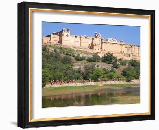 Elephants Taking Tourists to the Amber Fort Near Jaipur, Rajasthan, India, Asia-Gavin Hellier-Framed Photographic Print