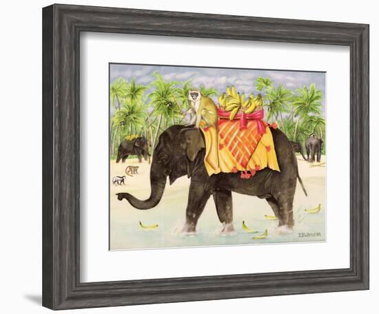 Elephants with Bananas, 1998-E.B. Watts-Framed Giclee Print