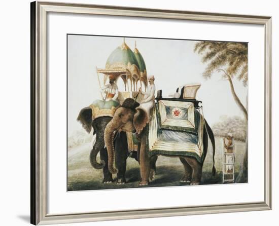 Elephants with Their Mahouts, Company School, circa 1815-null-Framed Giclee Print