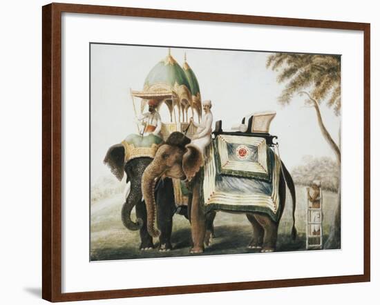 Elephants with Their Mahouts, Company School, circa 1815-null-Framed Giclee Print