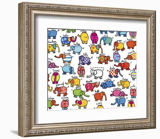 Elephants-Andree Prigent-Framed Art Print