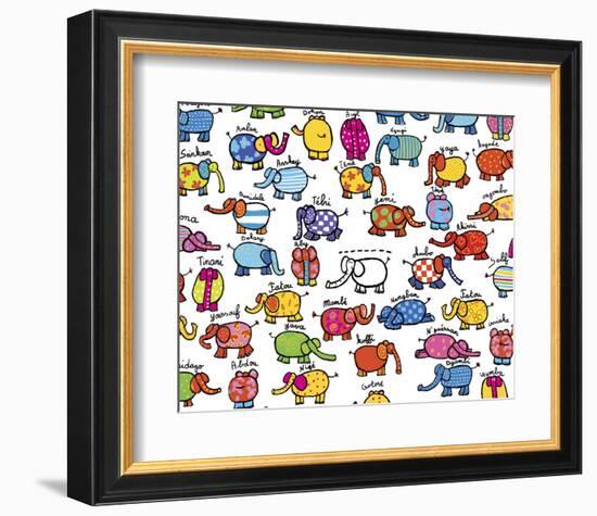 Elephants-Andree Prigent-Framed Art Print