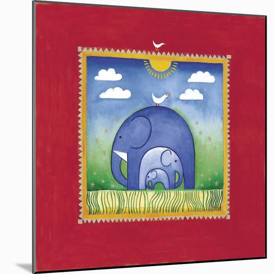 Elephants-Linda Edwards-Mounted Giclee Print
