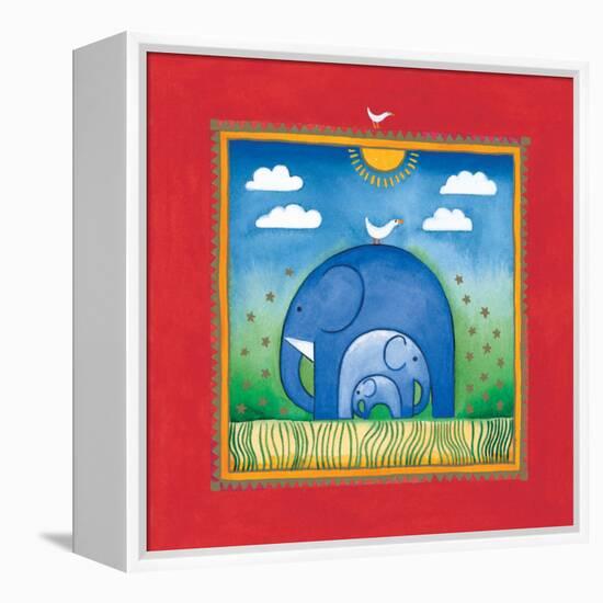 Elephants-Linda Edwards-Framed Stretched Canvas