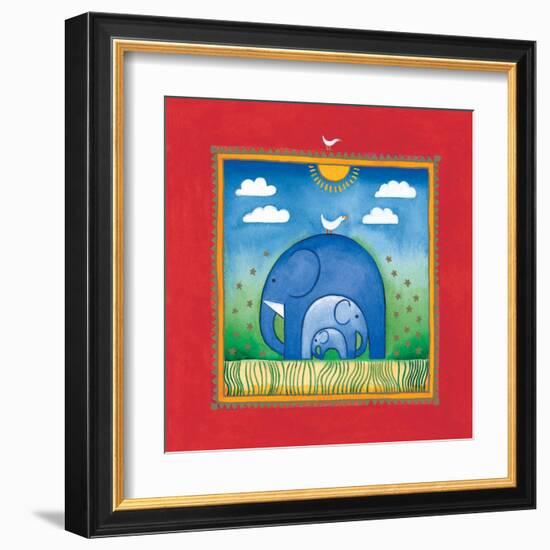 Elephants-Linda Edwards-Framed Art Print