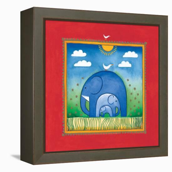 Elephants-Linda Edwards-Framed Stretched Canvas