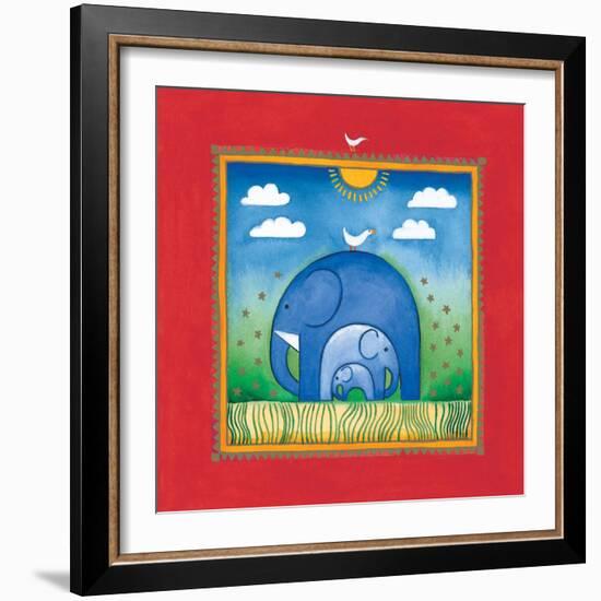 Elephants-Linda Edwards-Framed Art Print