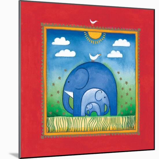 Elephants-Linda Edwards-Mounted Art Print