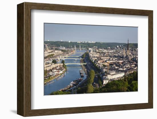 Elevated City View Above Seine River, Rouen, Normandy, France-Walter Bibikow-Framed Photographic Print